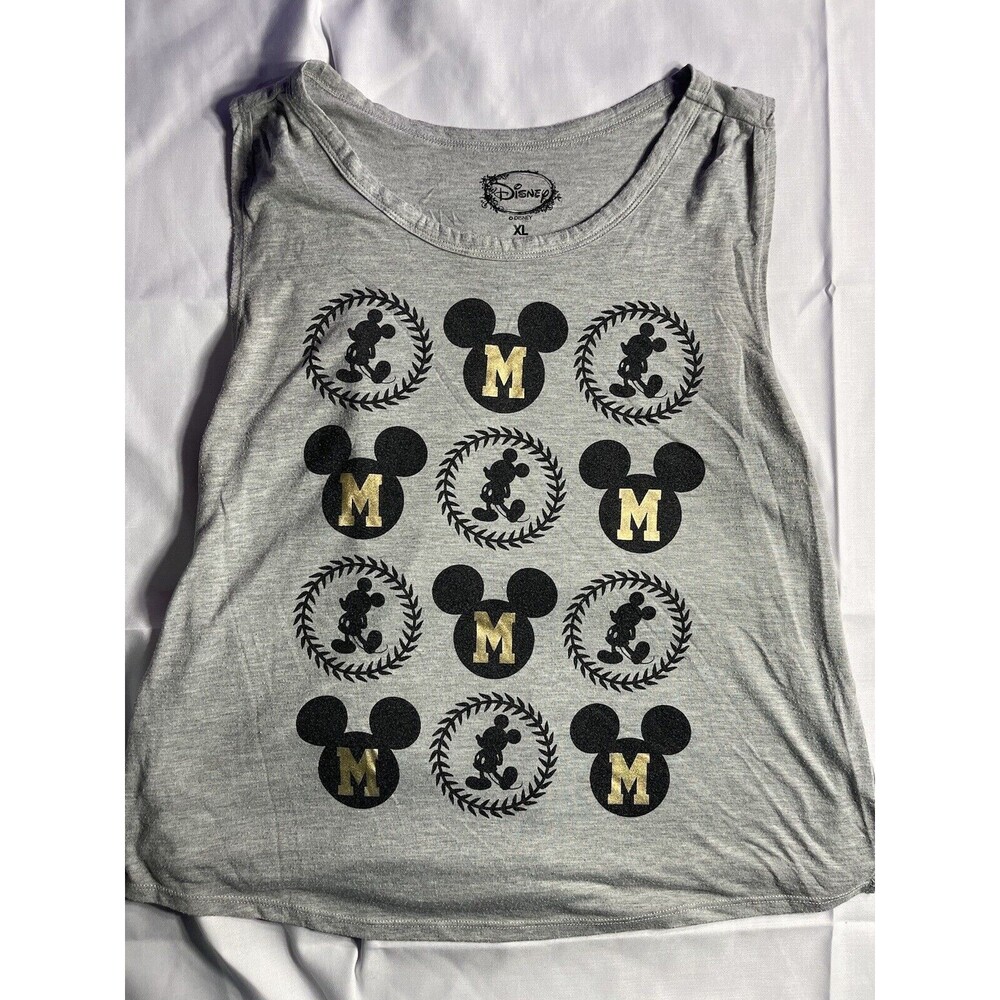 Disney‎ Mickey Mouse Graphic Tank Top XL Gray Sleeveless Casual